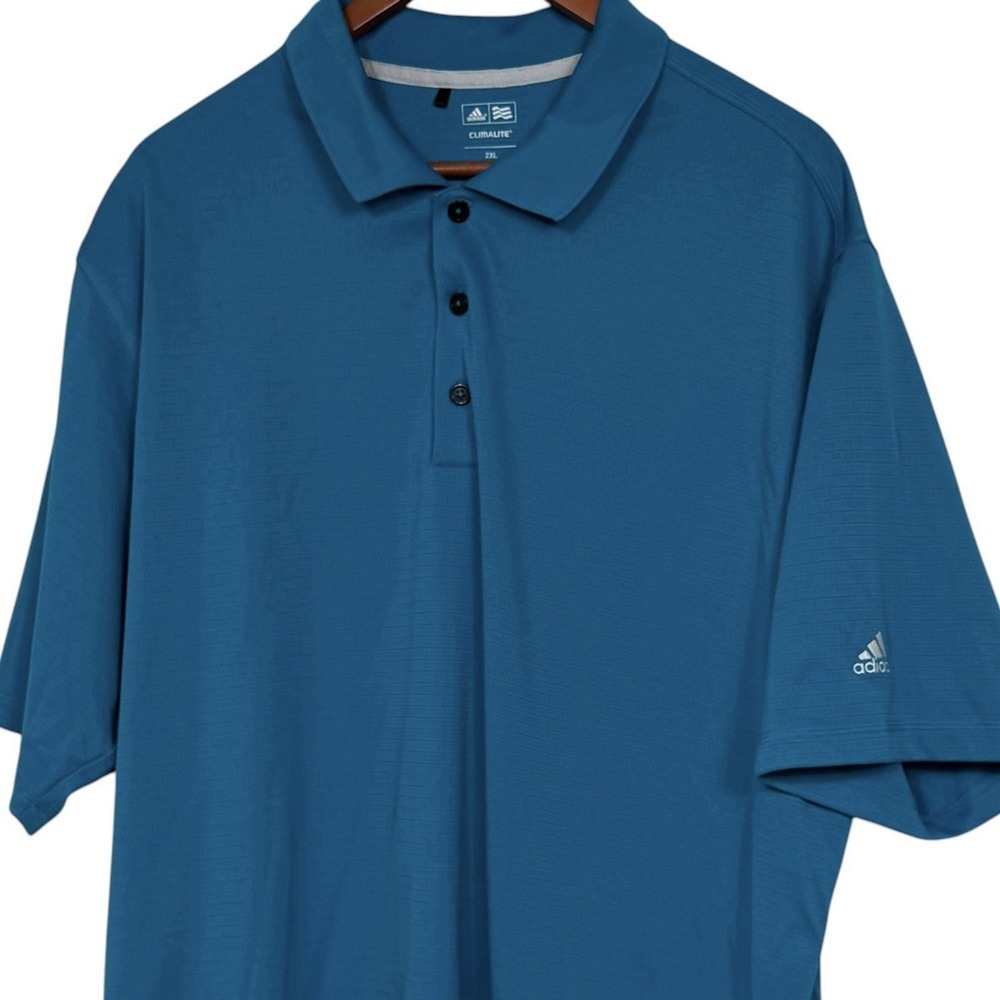 Adidas Climalite Polo Shirt Mens 2XL Blue Golf Athletic Performance Short Sleeve
